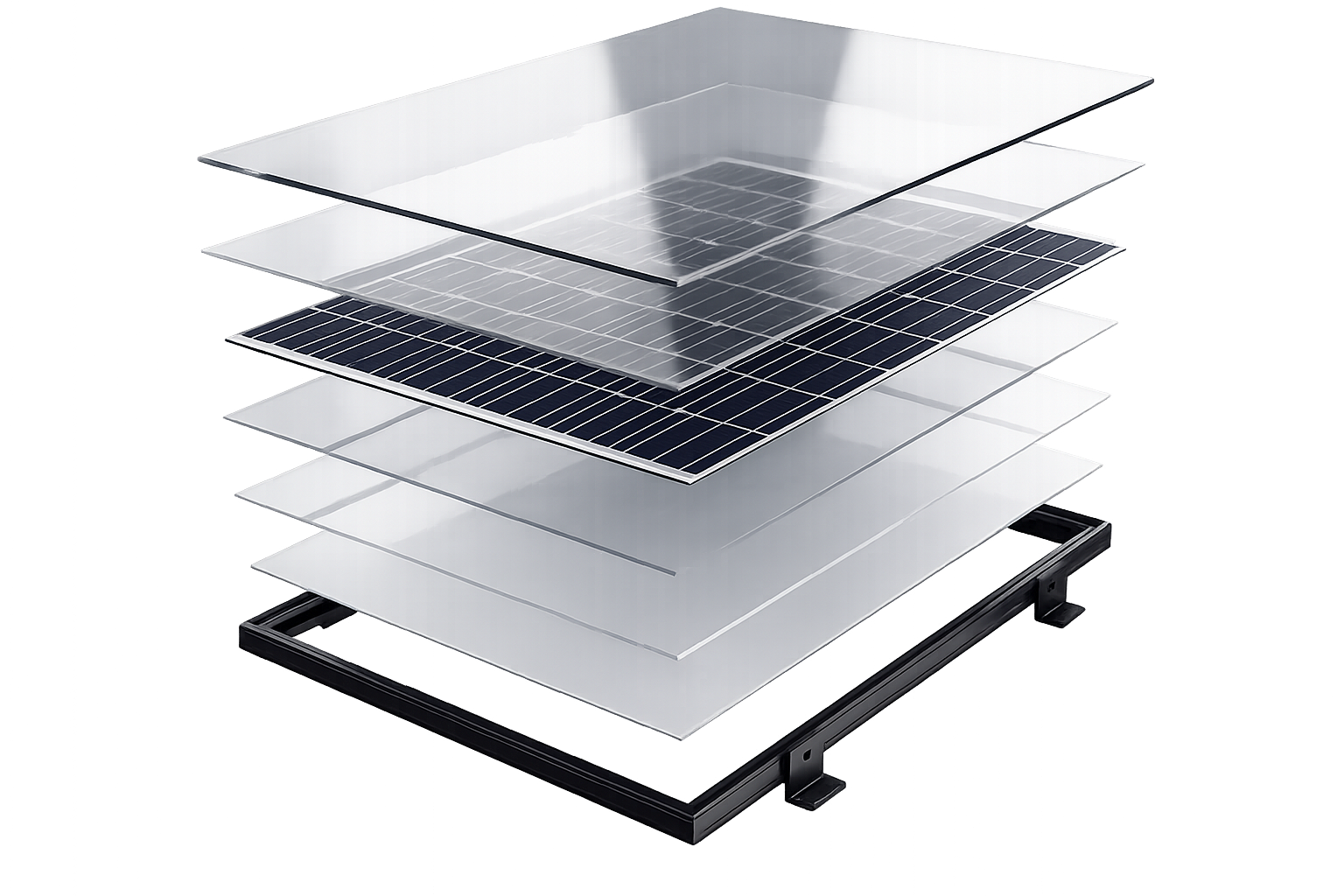 Explosionszeichnung eines Veridara Solarpanels