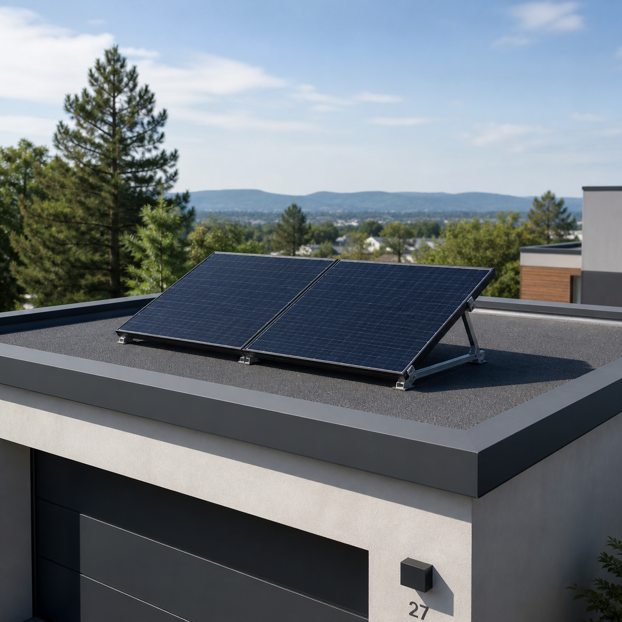 Solarmodule auf einem Flachdach